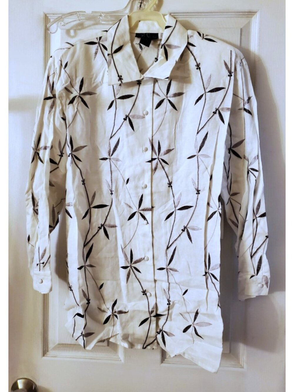VNTG CB STUDIO BY COREY B WOMENS LINEN LONG SLEEVE EMBROIDERED SHIRT SIZE 1X NWT